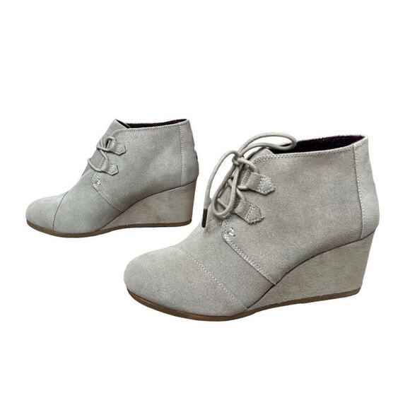 TOMS Kala Wedge Bootie‎ Desert Taupe Suede Tan Shoe 10 NWT Bohemian Earth Tones - Picture 5 of 12